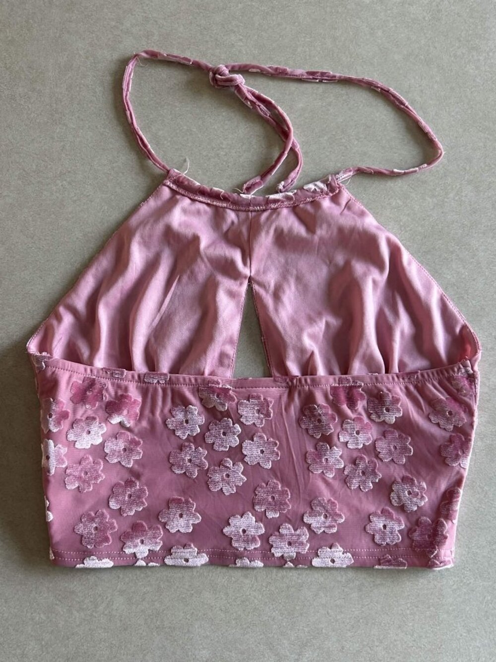 Daisy Street Velvet Floral Halter Crop Top ASO Sarah Cameron - Picture 6 of 8